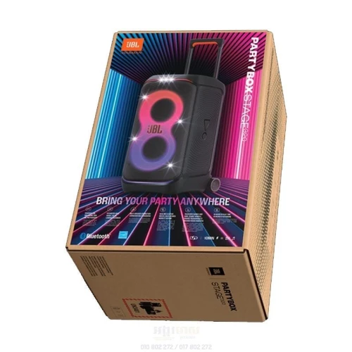 JBL PARTYBOX STAGE 320, Enceinte Bluetooth, 240 W - Batterie intégrée - Effets lumineux - Prises micro/guitare - Bluetooth 5.4/USB/AUX - IPX4 - Poignée trolley + roulettes