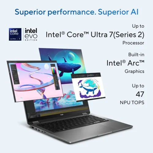 VENDU - ASUS Vivobook 14 Flip OLED, Intel Core Ultra 7-258V, 32GGB-8533MHz, 1TB SSD nVme, ARC 140V