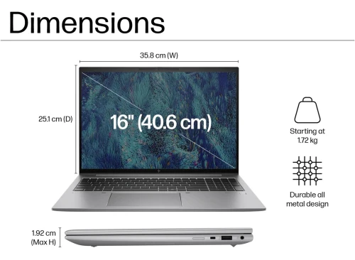 VENDU - HP ZBook Firefly 16 G11 2.8K OLED Ultra 7 155H , 32GB RAM DDR5 , 1TB SSD NVMe , NVIDIA RTX A500
