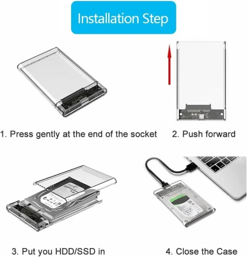 RACK Disque Dur SSD/HDD SATA 2.5 USB 3.0 TRANSPARENT