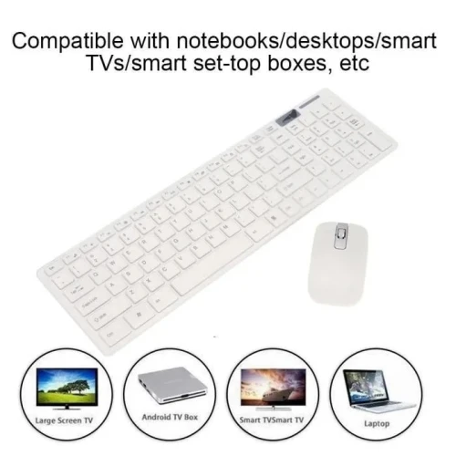 Combo Clavier + Souris Sans Fil Blanc 