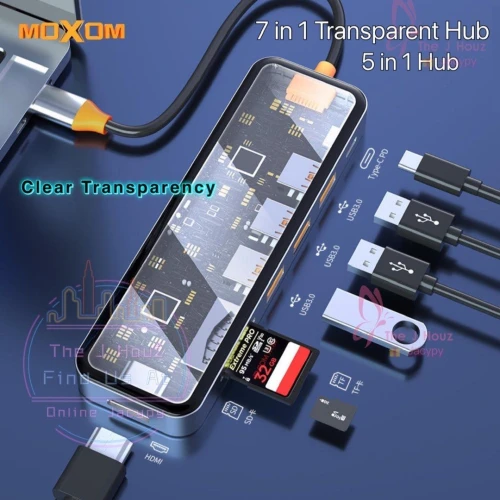 HUB USB Type-C Transparent 7 In 1 
