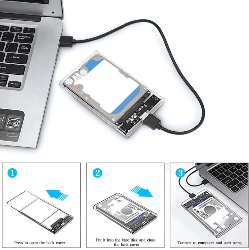 RACK Disque Dur SSD/HDD SATA 2.5 USB 3.0 TRANSPARENT