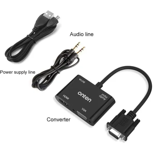 Convertisseur VGA vers HDMI + VGA avec Audio ONTEN