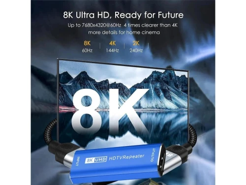 Répéteur/Extenseur HDMI 8K 30 m, Amplificateur de signal HDMI V2.1