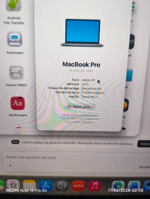 MacBook pro M1 8Go 256 Go