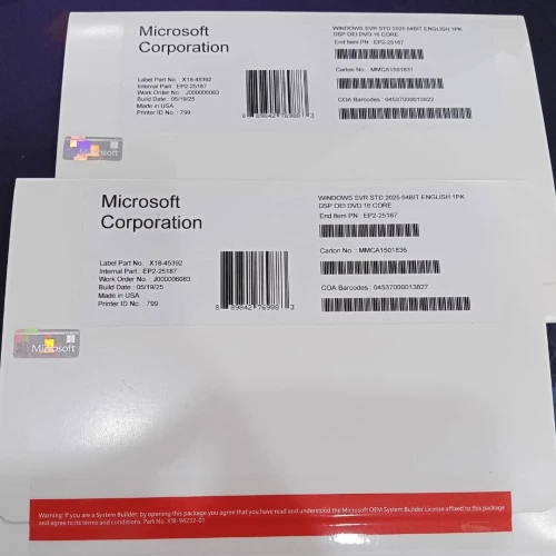 LICENCE WINDOWS SERVER 2025 STANDARD 64 BITS DVD CPFFRET 