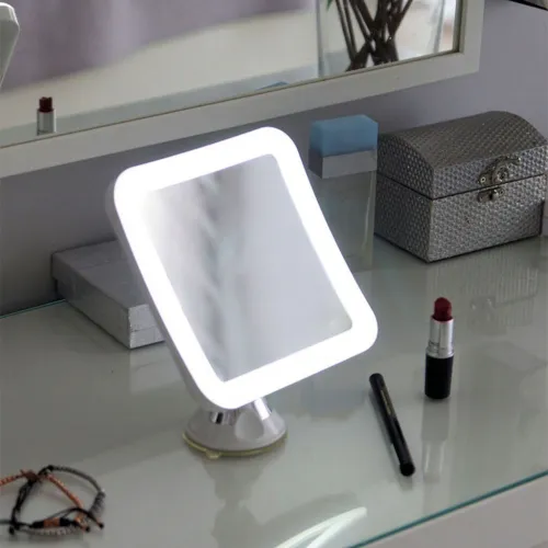 Miroir Rotatif Grossissant avec éclairage LED et ventouse 16 cm Zoom x5