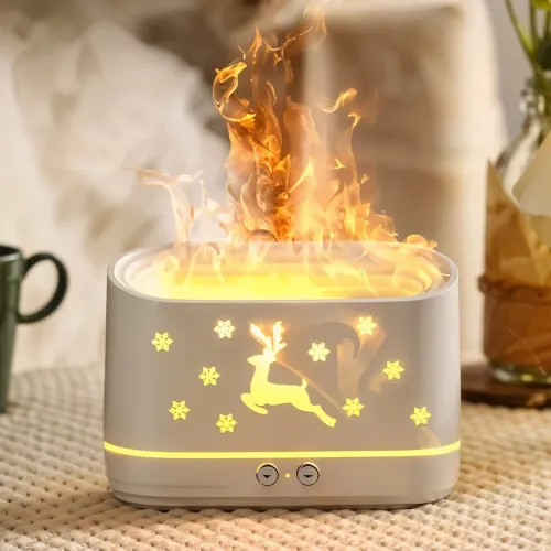 Diffuseur darômes et Humidificateur 300ml avec Lumière LED Effet Flamme