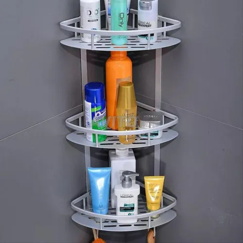 Coin Support pour salle de bain en Aluminum 3 ÉTAGÈRES