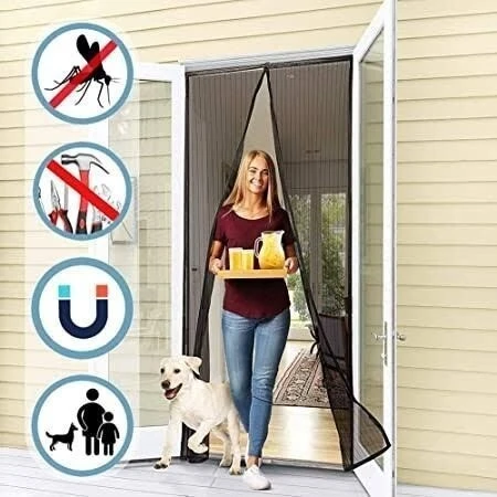 Moustiquaire rideau pour porte avec fermeture magnétique 100x210cm
