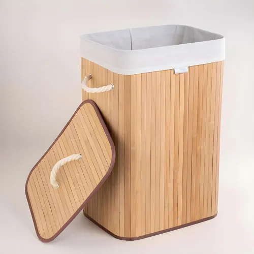Panier à Linge Bambou Grand Format  Rangement Pratique et Élégant