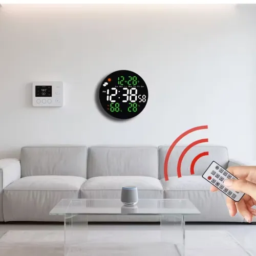 Horloge Murale Numérique LED  Écran Large avec Télécommande