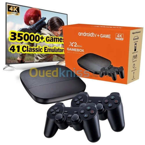 X2 Mini Console 2-en-1  Jeux Rétro & Android TV avec 64 Go de Stockage