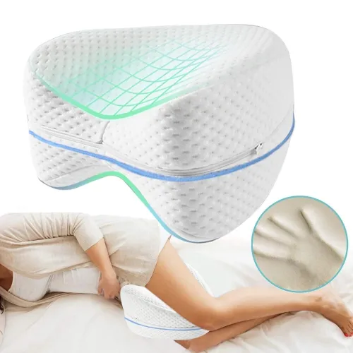 Oreiller Orthopédique de Jambe À Mémoire de Forme avec Housse en Coton
