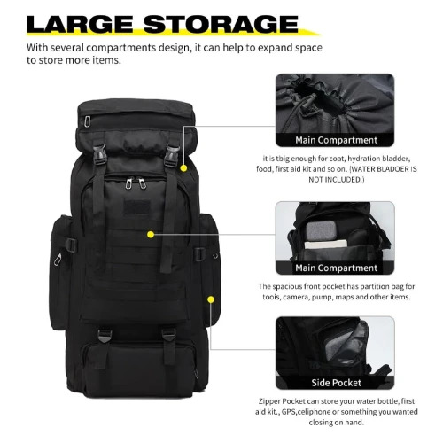 Sac à Dos Tactique URUS 80L pour Randonnée et Trekking SDM09