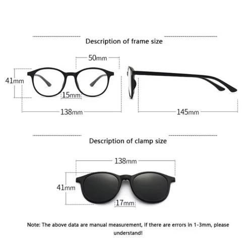 Lunette 6 En 1 2231A Optique / Soleil / Nuit - نظارات شمسية مغناطيسية