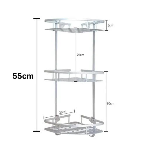 Coin Support pour salle de bain en Aluminum 3 ÉTAGÈRES