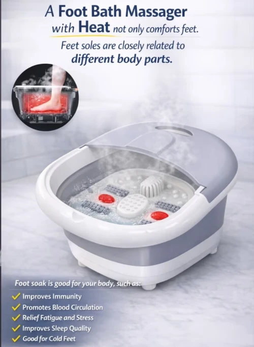 Spa de Pieds Pliable  Massage, Bulles Relaxantes et Fonction Chauffante