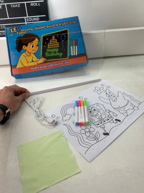 Tableau à Dessin LED coloré + 4 stylos - 30x20cm