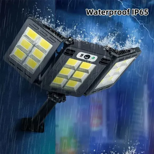 Projecteur Solaire Extérieur 800 LED  Super Lumineux, 3 Panneaux et Télécommande