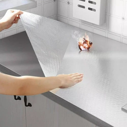 Adhésif Cuisine 5M en Aluminium Résistant à lHuile, à la Chaleur et Facile à Nettoyer