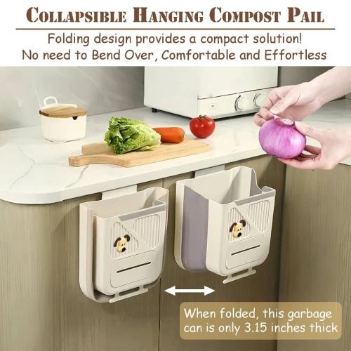Poubelle Cuisine Accrochable  7L avec Distributeur de Sachets