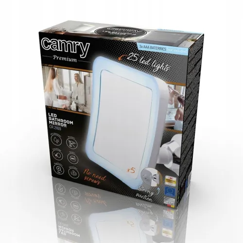 Miroir Rotatif Grossissant avec éclairage LED et ventouse 16 cm Zoom x5
