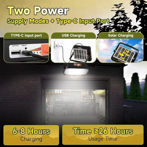 Lampe Solaire Rechargeable LED 300 W Portable et Magnétique 26000LM مصباح محمول قابل للشحن 