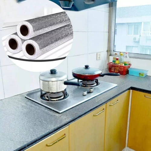 Adhésif Cuisine 5M en Aluminium Résistant à lHuile, à la Chaleur et Facile à Nettoyer