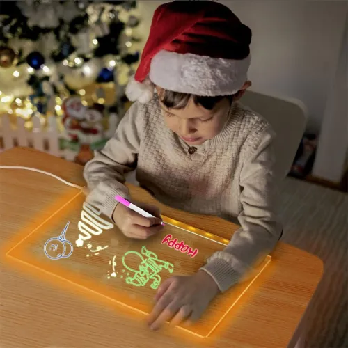 Tableau à Dessin LED coloré + 4 stylos - 30x20cm