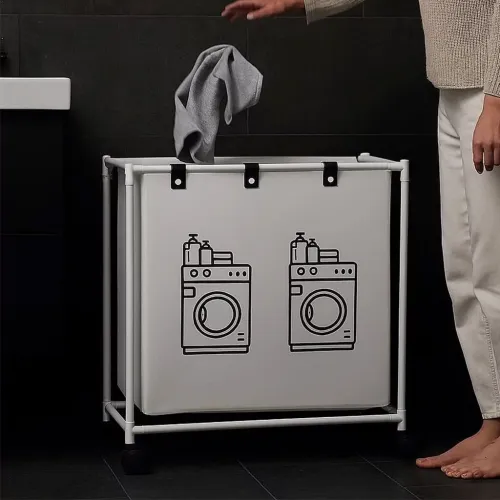 Selle de Linge Mobile avec Roues  Panier à Vêtements Sales Pliable et Pratique