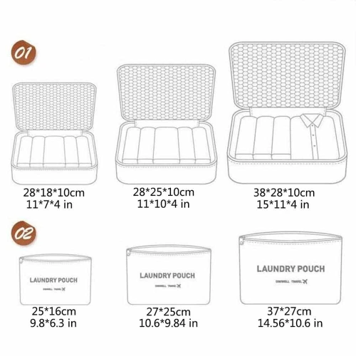 Ensemble de 6 Pcs Sacs de rangement Cube de voyage laundry Pouch