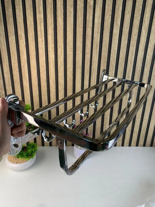 Étagère Murale pour Serviettes GM  Acier Inoxydable Pliable avec Crochets Multifonctions