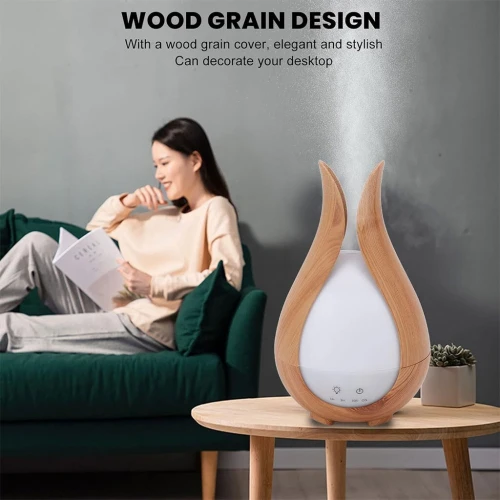 Humidificateur 200ml à Grain de Bois avec 7 Lumières de Couleur