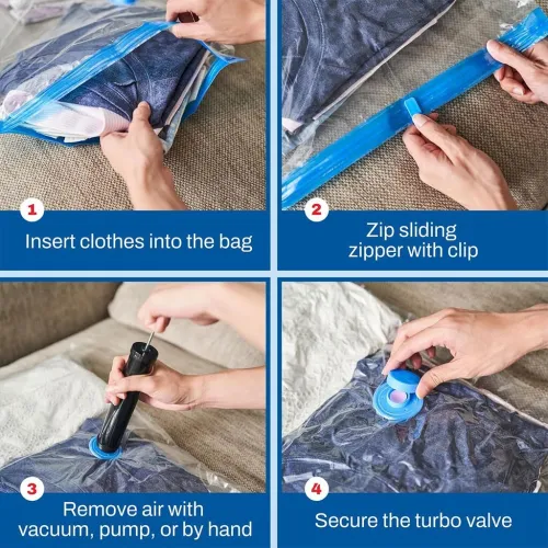 Sacs de Rangement Sous-Vide Réutilisables (5 PCS) avec Pompe