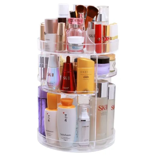 Organisateur de maquillage rotatif à 360  en Crystal acrylique