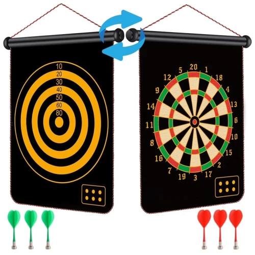 Cible de Fléchettes à Accrocher  Jeu Magnétique avec 6 Fléchettes