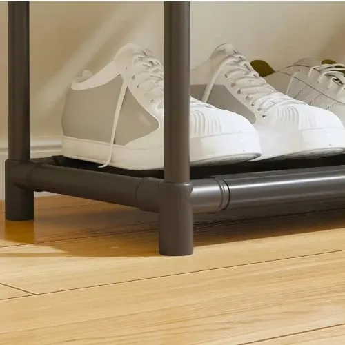 Meuble 2-en-1 Porte-Manteau et Rangement Chaussures en Métal