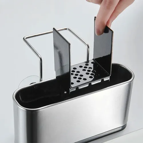 Porte-Éponge pour Évier en Acier Inox  Organiseur de Cuisine