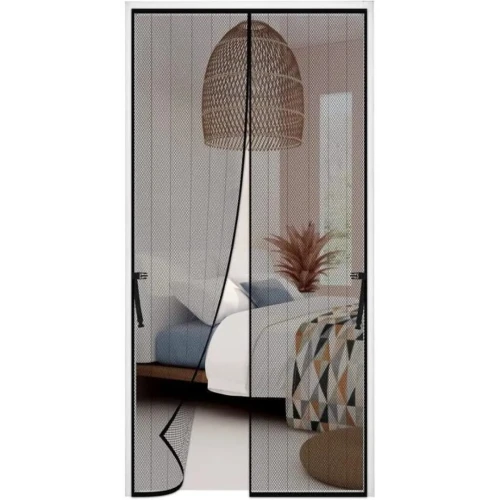 Moustiquaire rideau pour porte avec fermeture magnétique 100x210cm