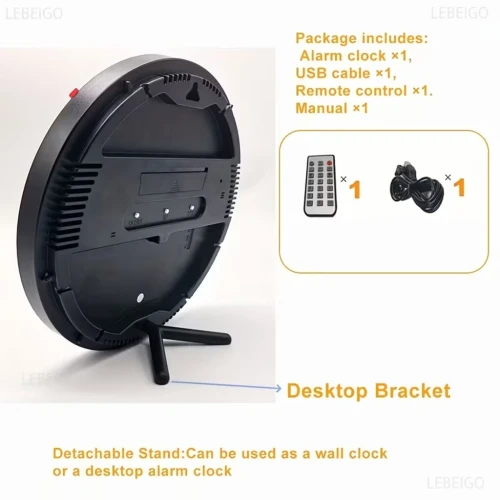 Horloge Murale Numérique LED  Écran Large avec Télécommande