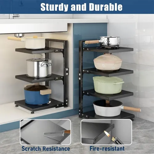 Support Casseroles sous Meuble Réglable à 7 Niveaux  Gain de Place