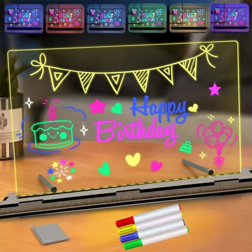 Tableau Lumineux pour Dessin LED 4 Stylos Inclus, Format 30x20cm