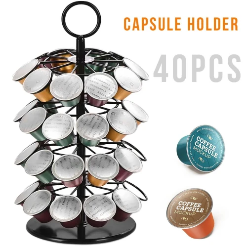 Porte-Capsules à Café 40 Pièces  Support Rotatif 360 Degrés