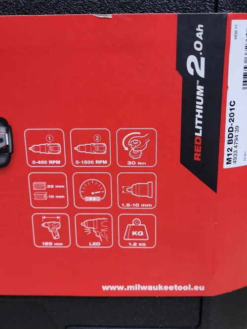 Milwaukee M12 BDD-201B Perceuse-visseuse sans fil Li-ion 12V + batterie + chargeur + mallette