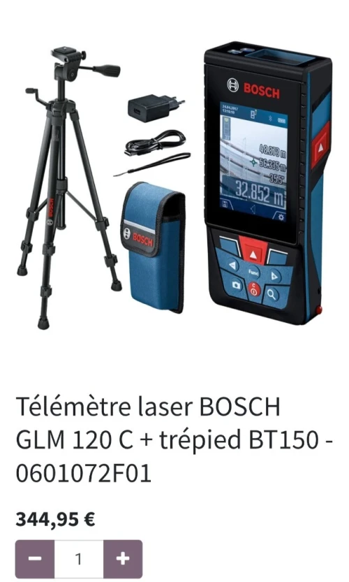 Télémètre bosch glm 120c bt 150 professionnel