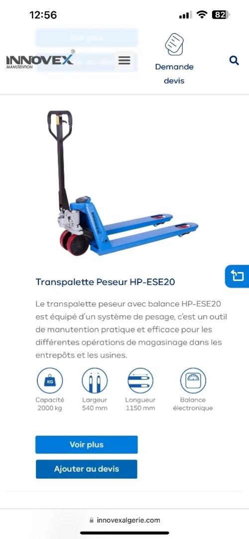 GERBEUR ELECT 1.5T 3M50/ SEMI ELECT 1.5T 3M / MANUELLE 2T 1M60 / TRANSPALETTE