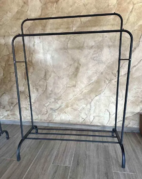 Porte Vetements Penderie 2 bar Dressing Rangement Noir Métal HANGER