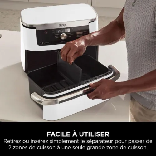 Friteuse Sans Huile Ninja AF500EUWH 10,4L - 2500w Avec Separation Du Bac En Deux Zone